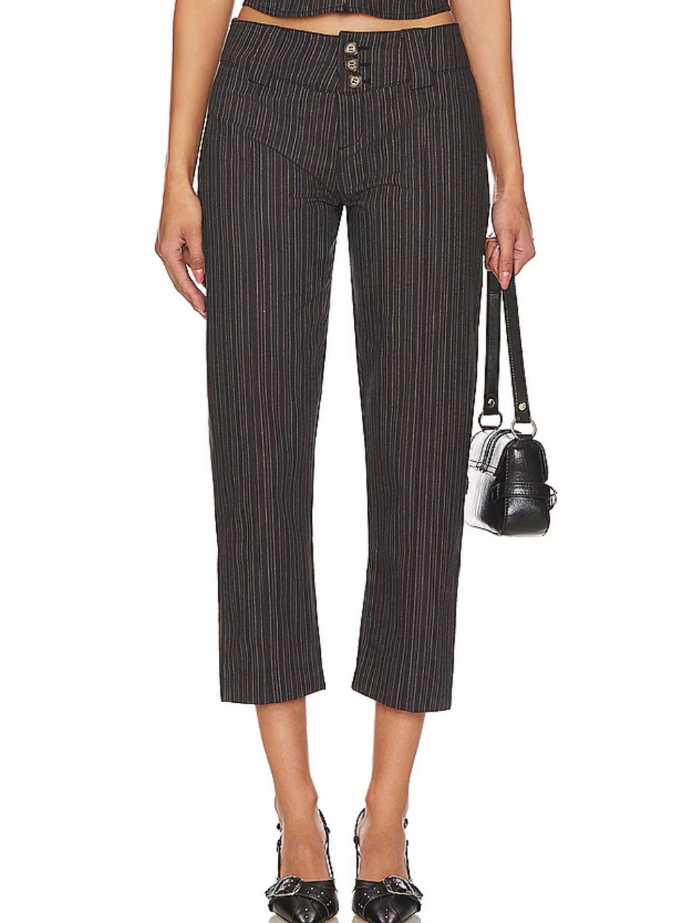 Pinstripe Capris - Grey